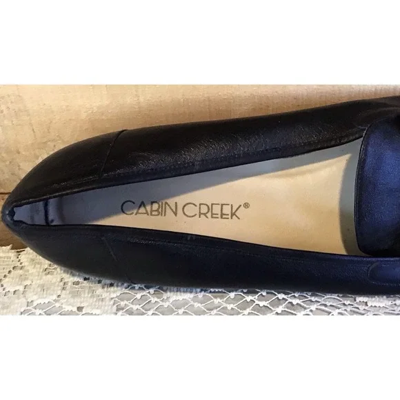 Cabin Creek Womens 9W Black Leather Flats Loafers Classic Preppy Academia Career - Picture 6 of 8